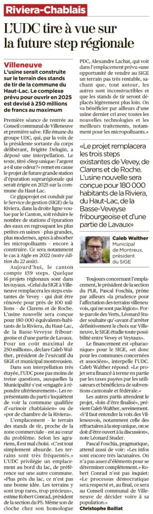 L'UDC tire à vue sur la future step régionale